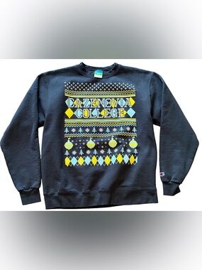 Champion Cazenovia College Ugly Sweater Crewneck L Holiday Graphic Rare